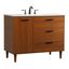 Teak and Black 42" Freestanding Single Vanity with Marble Top