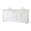 Clarence 72" White Solid Wood Double Bathroom Vanity with Marble Countertop