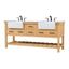 Natural Wood Double Bathroom Vanity with Carrara Marble Top