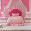 Pink Faux Velvet Tufted Twin Headboard with Seashell Design