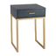 Sleek Navy and Gold Square Side Table with Storage Drawer