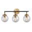 Boudreaux Midcentury 3-Light Vanity in Matte Black and Antique Gold with Clear Glass Globes