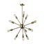 Satin Brass Starburst 12-Light Chandelier with Vintage Bulb Option