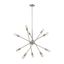 Satin Nickel 10-Light Starburst Chandelier with Black Cord