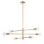 Module Midcentury 6-Light Island Chandelier in Burnished Brass