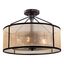 Beige Organza Drum Shade Oil Rubbed Bronze Semi-Flush Mount