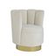 Elegant White Velvet Swivel Barrel Accent Chair with Wood Base