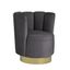 Swivel Gray Velvet Barrel Accent Chair with Wooden Base