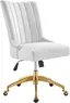 Elegant Gold White Metal Swivel Office Chair with Tufted Velvet