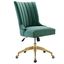 Gold Teal Velvet Swivel Office Chair with Gold Metal Base