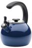 Navy Enamel Steel Whistling Teakettle with Flip-Up Spout, 2-Quart