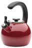 Red Enamel Steel Whistling Teakettle with Flip-Up Spout, 2-Quart