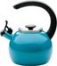 Turquoise Enamel Steel Whistling Teakettle with Flip-Up Spout, 2-Quart