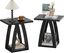 Black Engineered Wood Square End Table Set with Shelf