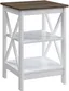 Driftwood White Transitional X-Side 3-Tier End Table