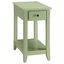 Light Green Wood Rectangular Side Table with Storage