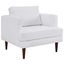 Sleek White Leather and Wood Accent Armchair