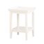 White Rubberwood End Table with Shelf and Raised Edges