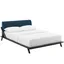 Luella Cappuccino Blue Queen Upholstered Fabric Platform Bed with Wood Frame