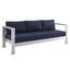 Silver Navy Aluminum Three-Seat Outdoor Sofa with Sunbrella Fabric