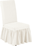 White Cotton Ruffled Long Dining Chair Slipcover