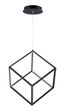 Contemporary Black Aluminum LED Pendant Light, 21" Cube Design