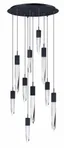 Quartz Black Crystal LED 10-Light Adjustable Pendant