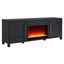Transitional 68'' Black Grain TV Stand with Cabinet & Electric Fireplace