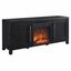 Modern 58" Black Grain TV Stand with Electric Fireplace and Storage