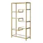 Contemporary 68'' Brass Metal and Tempered Glass 4-Tier Bookcase