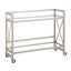 Contemporary Satin Nickel Rolling Bar Cart with Glass Shelves