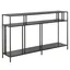 Gunmetal Gray Metal and Glass Hallway Table with Storage