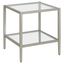 Hollywood Glam 20" Satin Nickel Mirrored Side Table with Glass Shelf