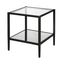 Hollywood Glam 20" Blackened Bronze Square Side Table with Mirrored Shelf