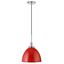 Modern Poppy Red 12" Polished Nickel Bowl Pendant Light