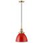 Poppy Red 12" Polished Nickel Industrial Pendant Light