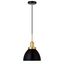 Modern 12" Black Bowl Pendant Light with Satin Nickel Accents