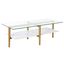 Otto 47" Brass Rectangular Coffee Table with Faux Marble Shelf