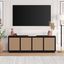 Black Grain Faux Rattan 78" TV Stand with Cabinets