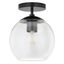 Matte Black and Clear Glass Globe Semi Flush Mount