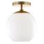 Modern Brass Globe Ceiling Light with White Milk Glass - 9"