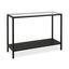 Sleek Blackened Bronze & Glass Console Table with Storage Shelf