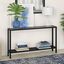 Rigan 55" Blackened Bronze Metal Console Table with Glass Shelves