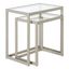 Satin Nickel Rectangular Nested Side Table with Tempered Glass Top