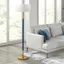 Simone 61.5" Blue and Brass Metal Floor Lamp with Linen Shade