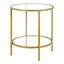 20" Round Brass & Glass Compact Side Table with Shelf