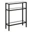 Compact Blackened Bronze 22" Metal & Glass Console Table with Shelves