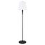 Sleek Blackened Bronze Floor Lamp with Crisp White Linen Shade