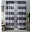 Indigo and Gray Sheer Linen Stripe Rod Pocket Curtains, 50"x96", 2-Piece Set