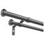 Gunmetal Adjustable Double Curtain Rod Set with Iron Finials